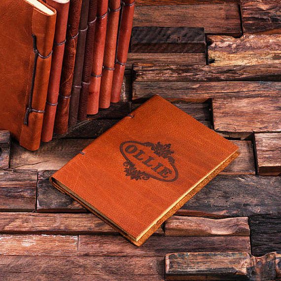 Personalized Leather Notebook Journal - Ollie - Rion Douglas Gifts - 1