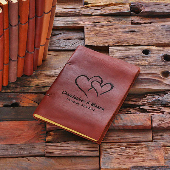 Personalized Leather Notebook Journal - Hearts - Rion Douglas Gifts - 1