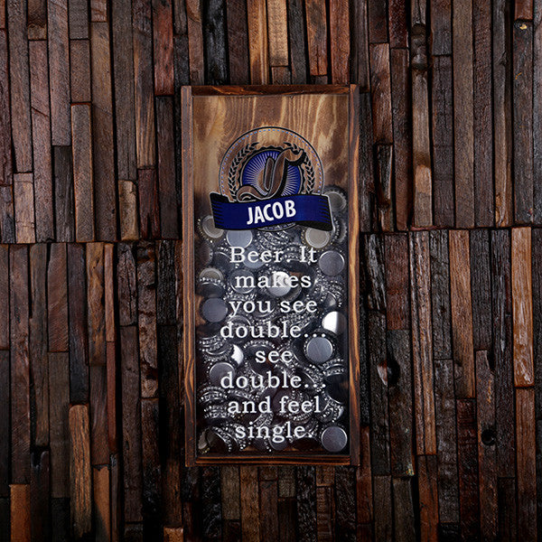 Personalized Small Beer Cap Holder Shadow Box with FREE Bottle Opener - Rion Douglas Gifts - 2