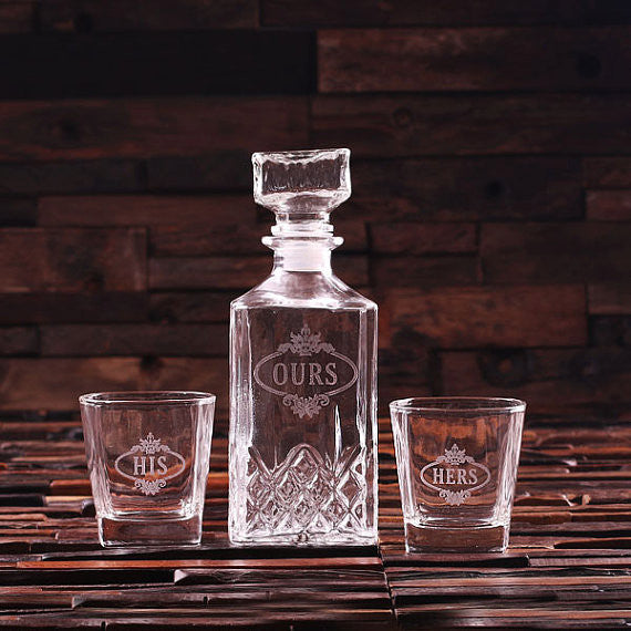 Personalized Whiskey Decanter with 2 Whiskey Glasses - Rion Douglas Gifts - 1
