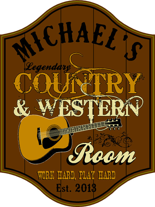 Country & Western Room Personalized Wooden Sign - Rion Douglas Gifts - 1