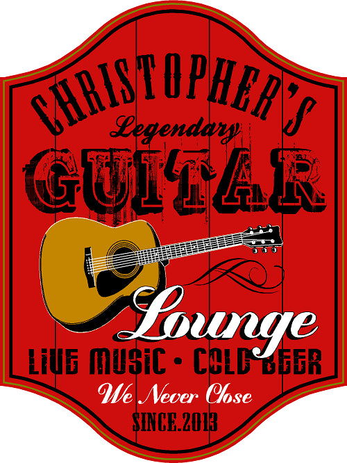 Guitar Lounge Personalized Wooden Sign - Rion Douglas Gifts - 1