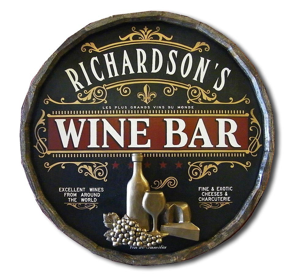 Wine Bar 2 - Personalized Quarter Barrel Sign - Rion Douglas Gifts - 1