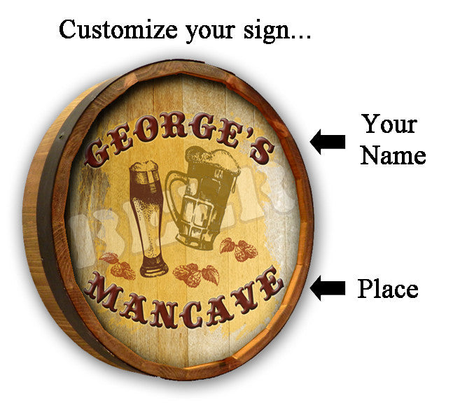 Beer Mancave - Personalized Color Quarter Barrel Sign - Rion Douglas Gifts - 2