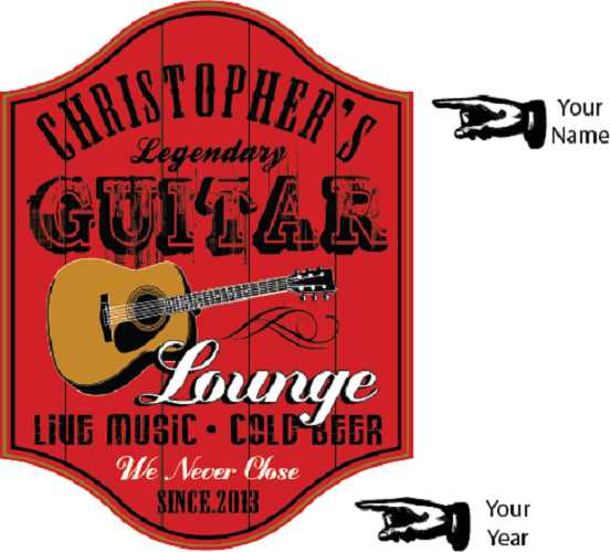 Guitar Lounge Personalized Wooden Sign - Rion Douglas Gifts - 2
