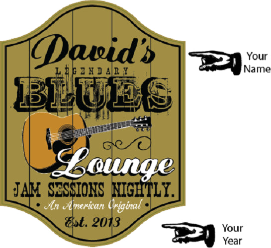 Blues Lounge Personalized Wooden Sign - Rion Douglas Gifts - 2