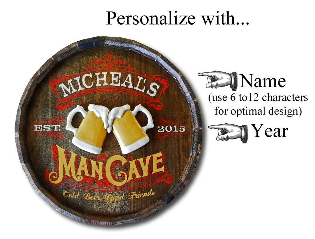 Man Cave - Personalized Quarter Barrel Sign - Rion Douglas Gifts - 2
