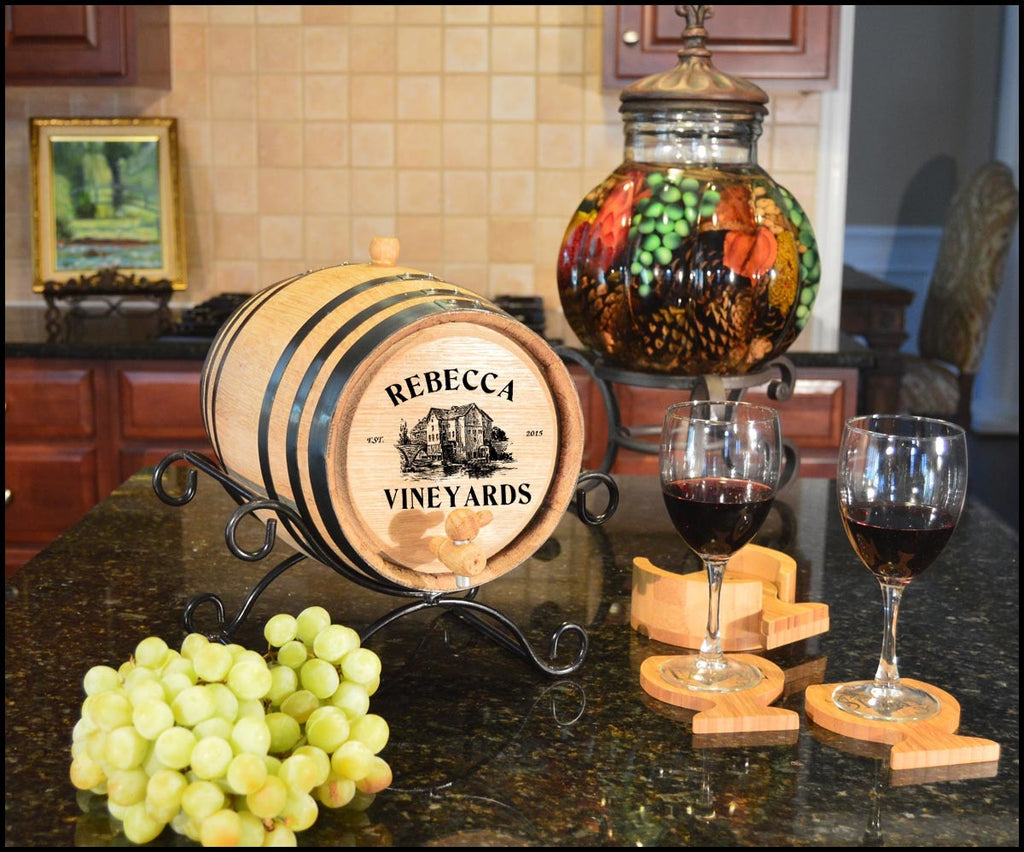 Castle Vineyard Personalized Oak Barrel - Rion Douglas Gifts - 2