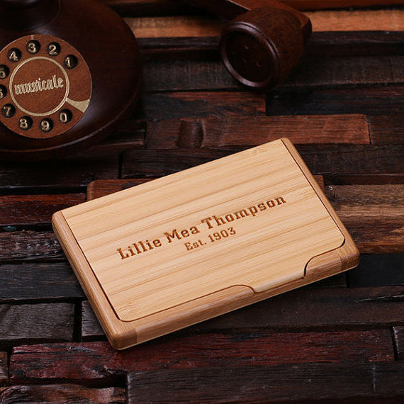 Personalized Wooden Business Card Holder - Rion Douglas Gifts - 1