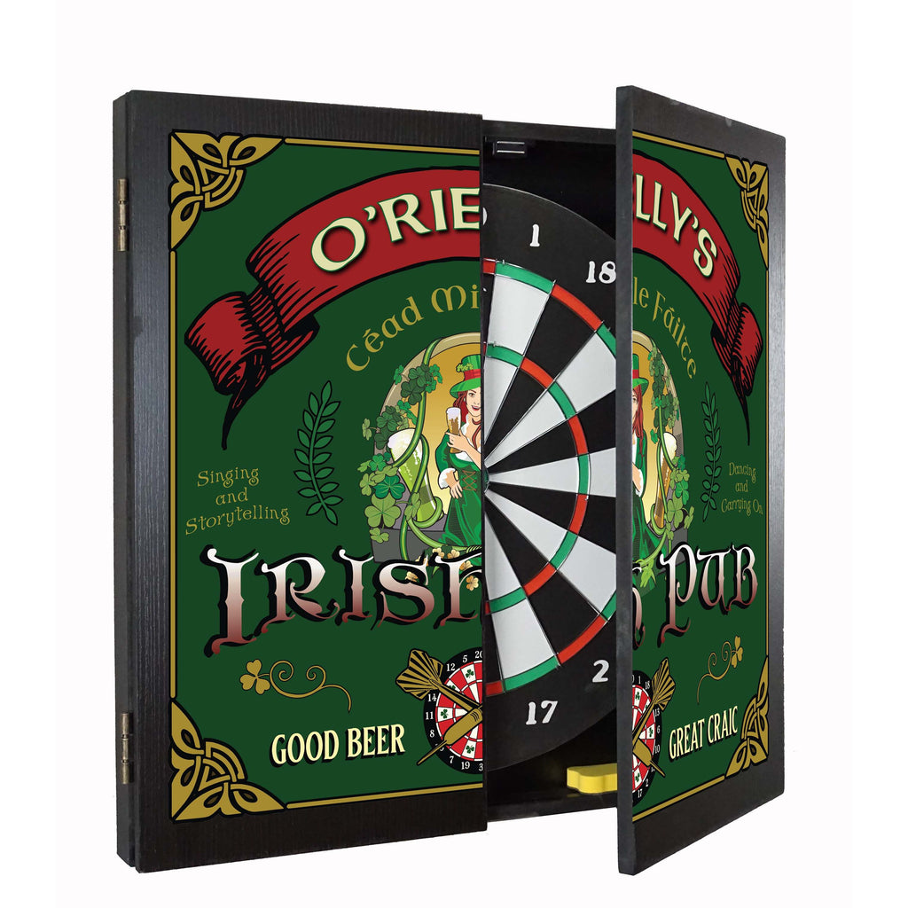 Personalized Dart board and Cabinet Set