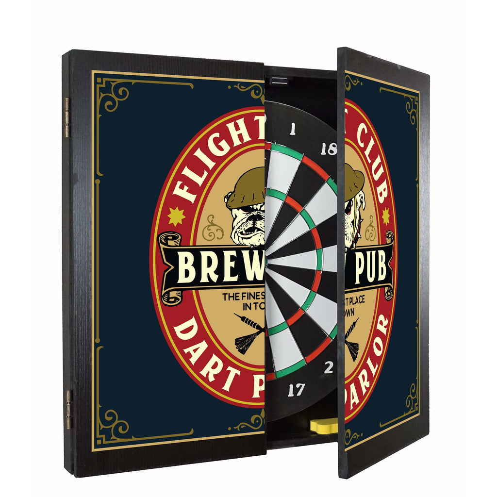 Personalized Dartboard and Cabinet Set Brew
