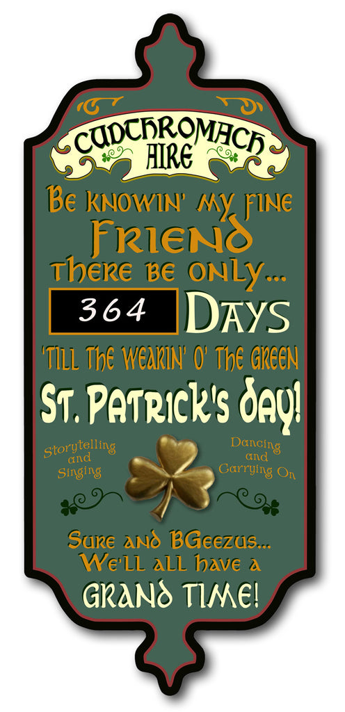 St. Patrick's Day Countdown - Dubliner Wood Plank Sign
