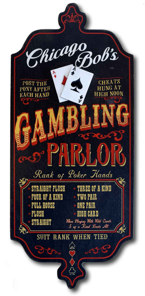 Gambling Parlor - Personalized Vintage Wood Plank Sign
