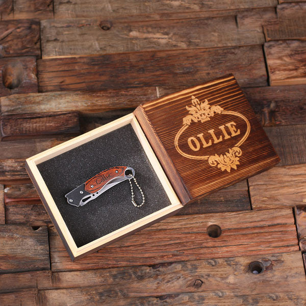 Nifty Designed Pocket Knife w/Wooden Box - Rion Douglas Gifts - 1