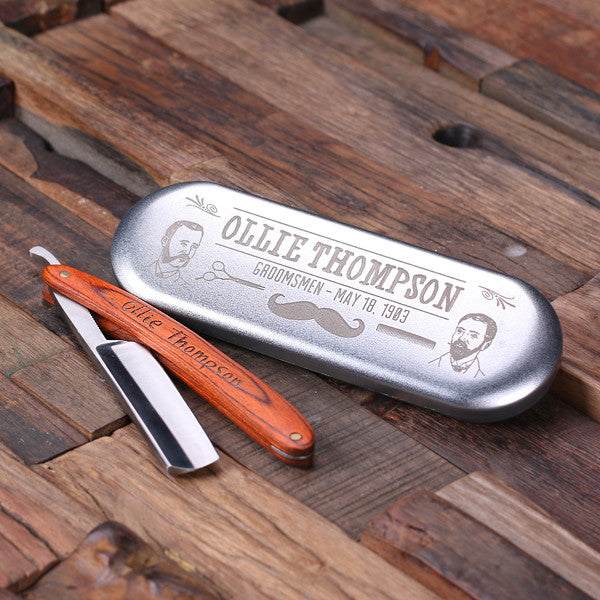 Personalized Straight Razor Blade with Tin Box - Rion Douglas Gifts - 1