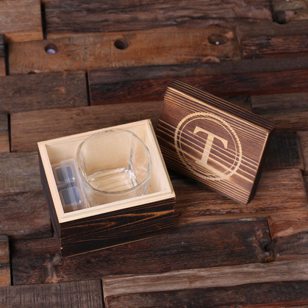 Personalized Whiskey Scotch Glass Set, Stainless Steel Ice Cubes with Wood Box - Rion Douglas Gifts - 2