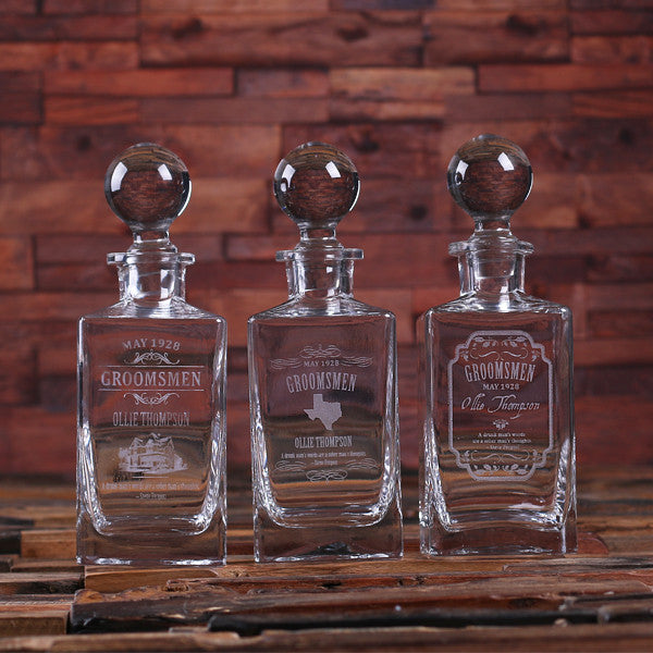 Personalized Whiskey Decanters with Round Bottle Lid - Rion Douglas Gifts - 2