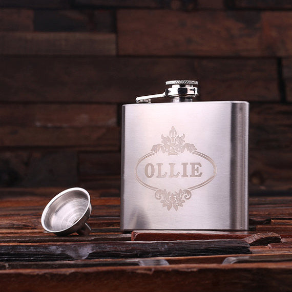 Personalized Stainless Steel Flask – 5 oz. - Rion Douglas Gifts - 1