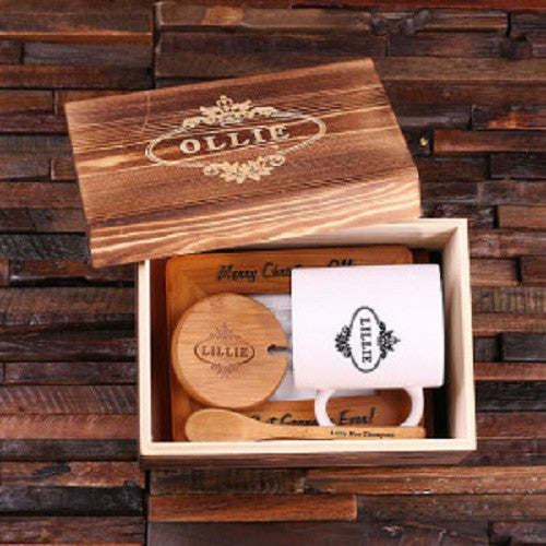 Personalized 4 pc Gift Set w/Keepsake Box – Frame, Journal, Mug w/Lid & Spoon - Rion Douglas Gifts - 2
