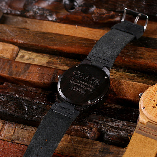 Personalized Black Wood Watch with or without Engraved or Printed Wood Box - Rion Douglas Gifts - 4