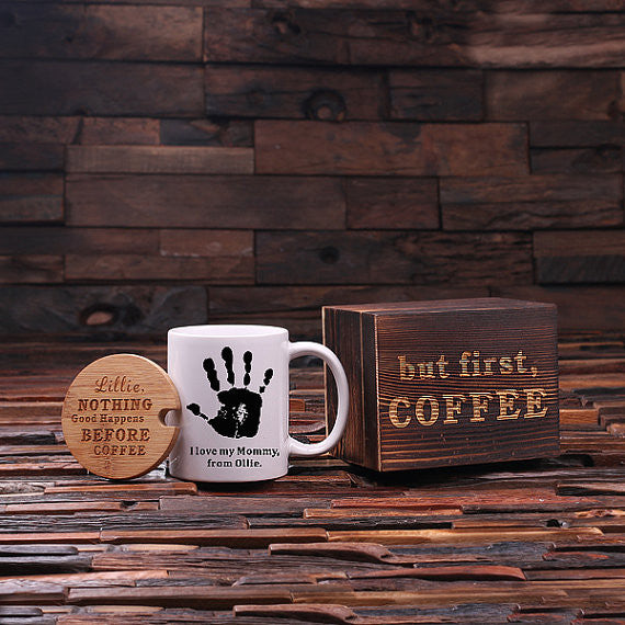 Personalized Coffee Mug with Lid & Tea Box 