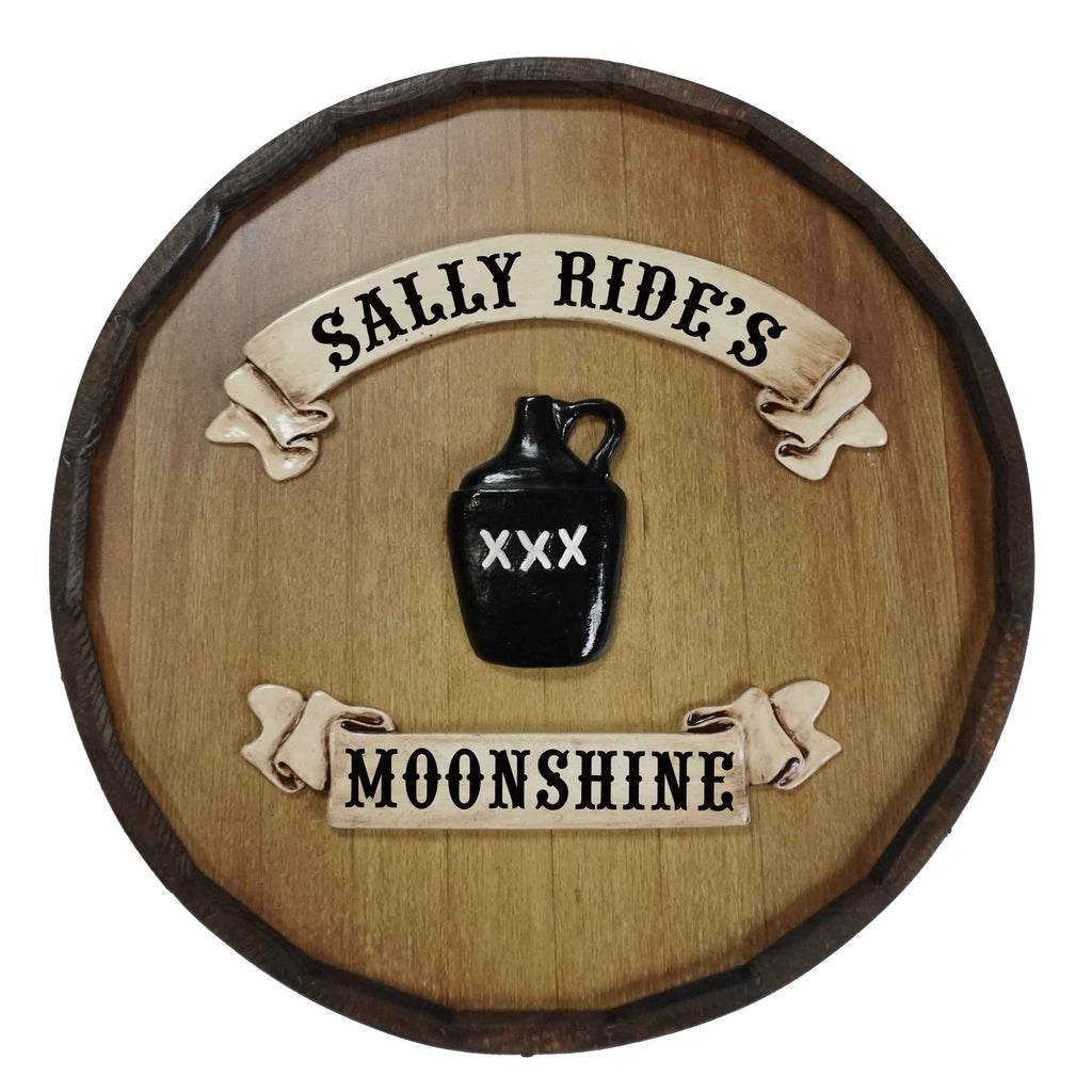 Personalized 'Moonshine' Quarter Barrel Wood Vintage Sign