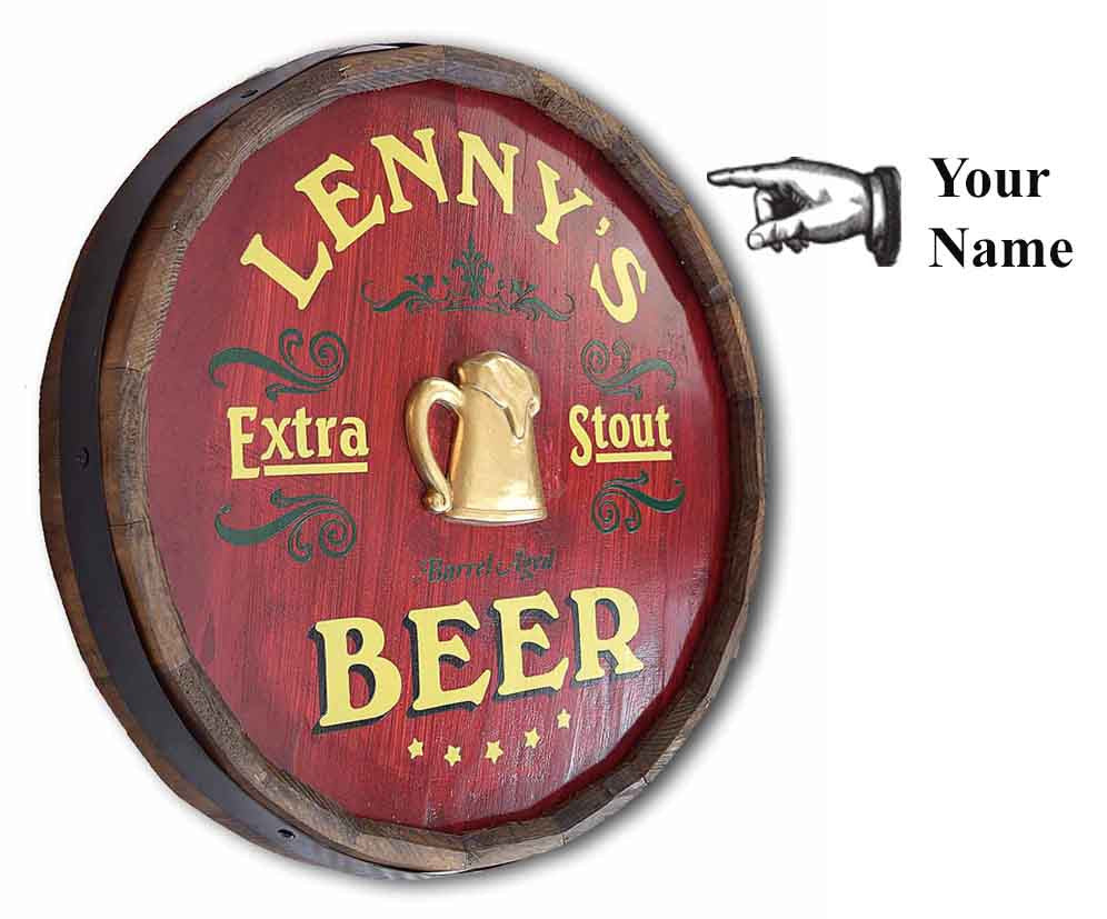 Extra Stout Beer Personalized Quarter Barrel Sign - Rion Douglas Gifts - 2