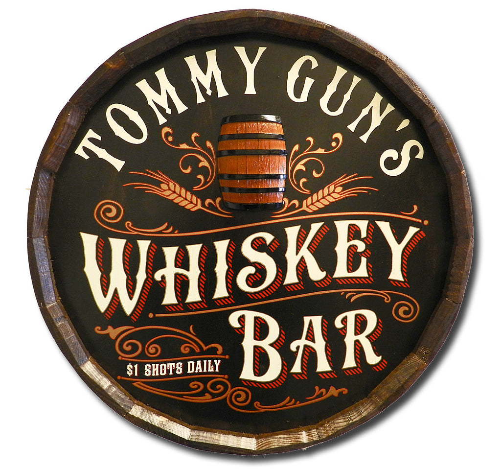 Whiskey Bar - Personalized Quarter Barrel Sign - Rion Douglas Gifts - 1