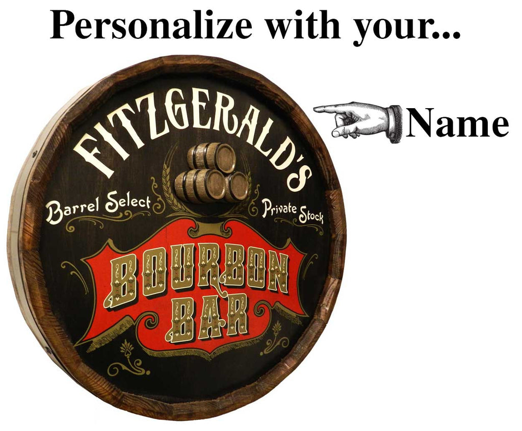Bourbon Bar Personalized Quarter Barrel Sign - Rion Douglas Gifts - 3