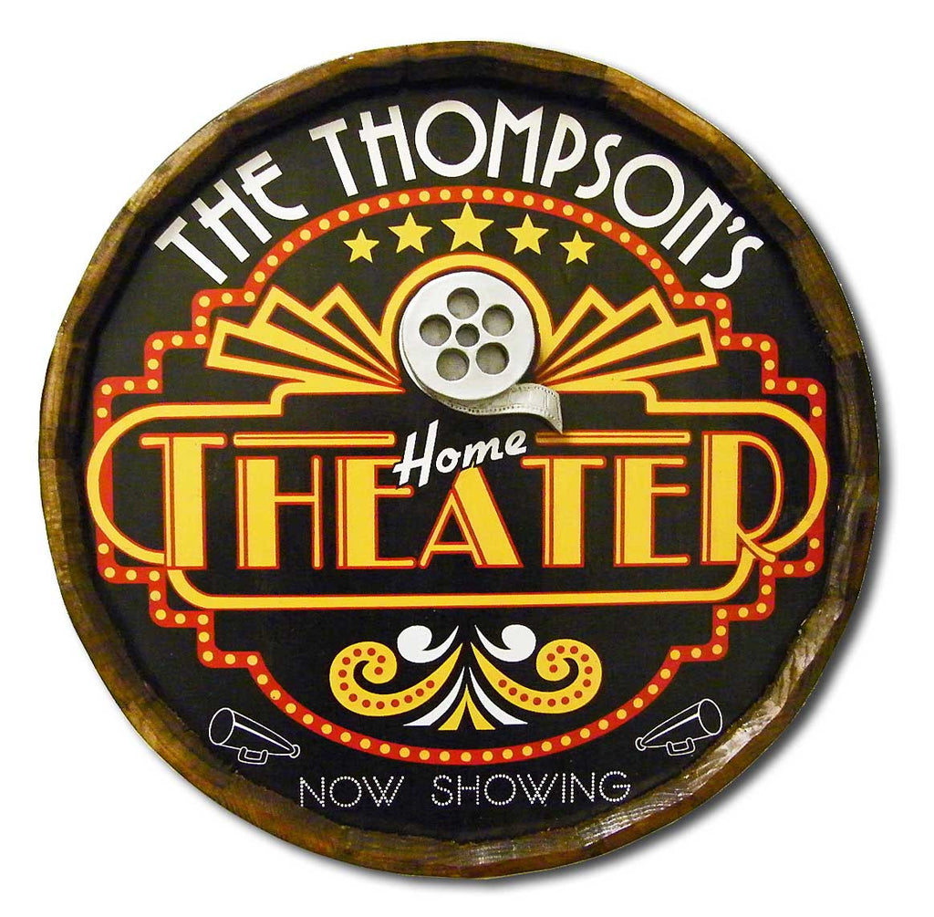 Home Theater - Personalized Quarter Barrel Sign - Rion Douglas Gifts - 1