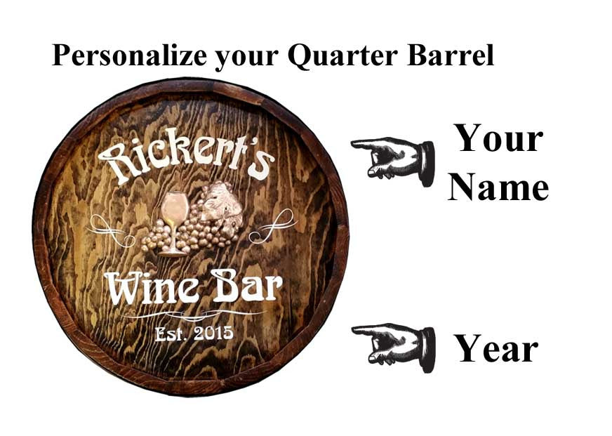 Wine Bar 2 - Personalized Quarter Barrel Sign - Rion Douglas Gifts - 2