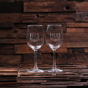 Personalized His & Her Wine Glass Set - Rion Douglas Gifts