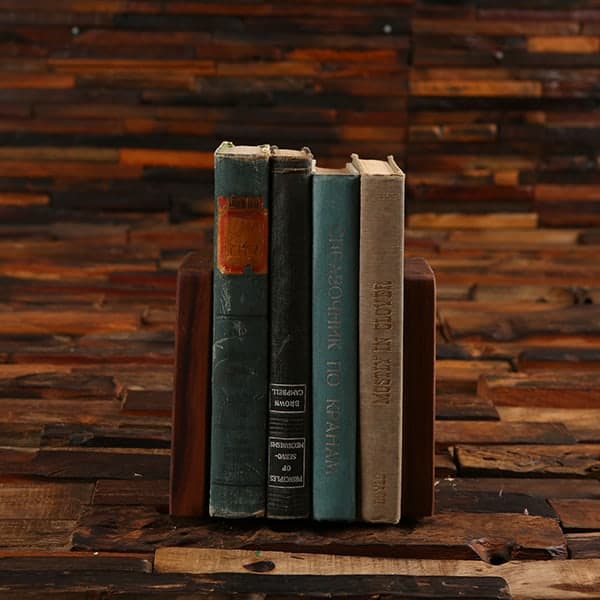 Personalized Custom Engraved Black Walnut Wood & Brass Bookends