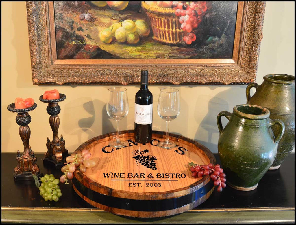 Wine Bar & Bistro Personalized Quarter Barrel Lazy Susan - Rion Douglas Gifts - 2