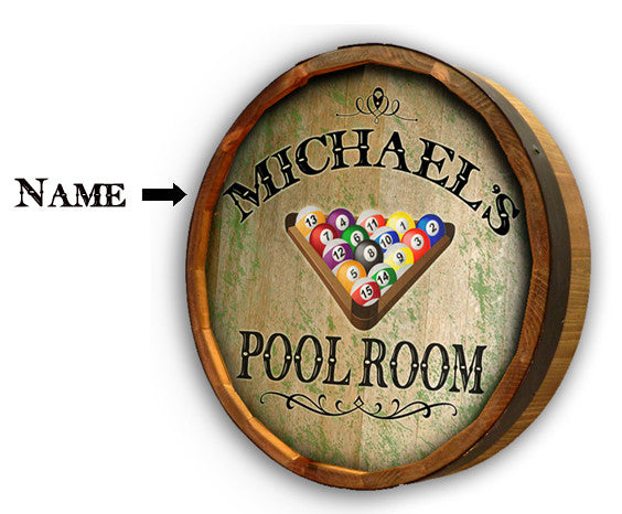 Pool Room - Personalized Color Quarter Barrel Sign - Rion Douglas Gifts - 2