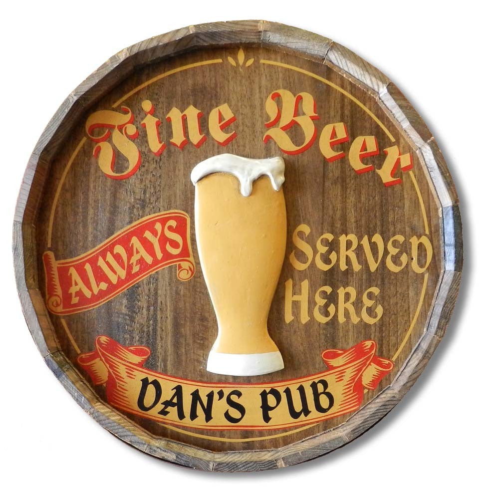 Fine Beer Personalized Quarter Barrel Sign - Rion Douglas Gifts - 1