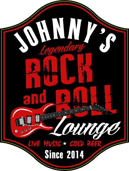 Rock & Roll Lounge Personalized Wooden Sign - Rion Douglas Gifts - 1