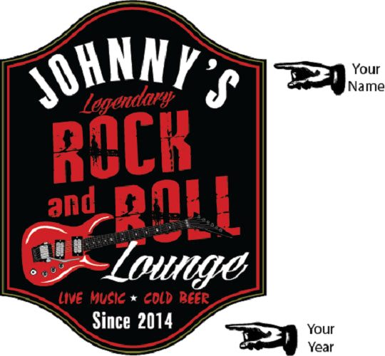 Rock & Roll Lounge Personalized Wooden Sign - Rion Douglas Gifts - 2