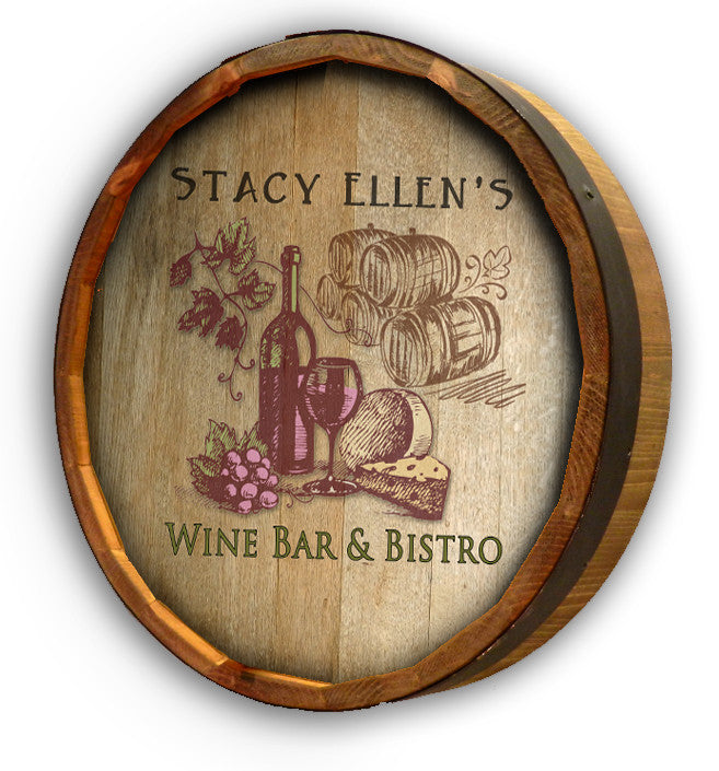 Wine & Cheese - Personalized Color Quarter Barrel Sign - Rion Douglas Gifts - 1
