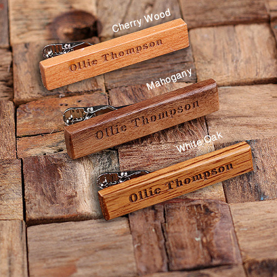 Personalized Men’s Classic Wood Tie Clip White Oak with Optional Wood Gift Box - Rion Douglas Gifts - 5